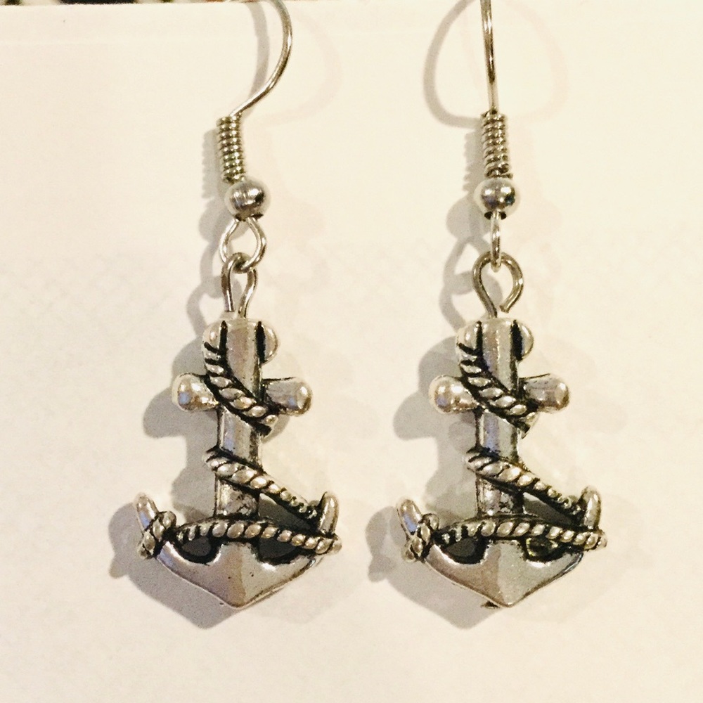 Silver Anchor Earrings